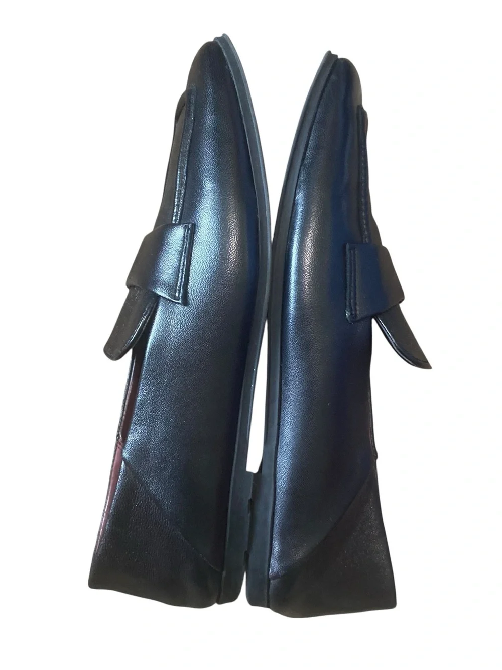 Franco Sarto Black Leather Almond Toe Classic Chic Loafers Size 6M
